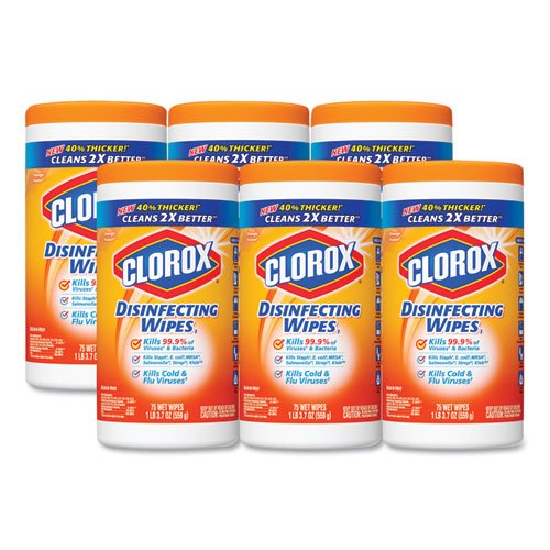 Clorox Disinfecting Wipes Orange Fusion 7 X 8 75 Canister 6 Canisters Carton · Smith S
