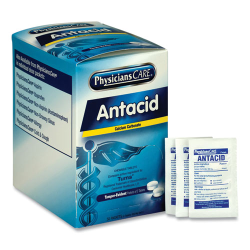 Antacid Calcium Carbonate Medication, Two-pack, 50 Packs-box