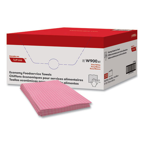 Tuff-job Foodservice Towels, 12 X 24, Pink-white, 200-carton