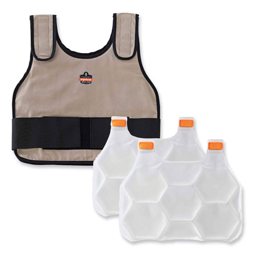 Chill-its 6230 Standard Phase Change Cooling Vest With Packs, Cotton, Small-medium, Khaki - Image 2