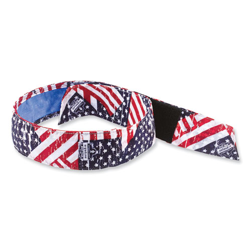 Chill-its 6705ct Cooling Pva Hook And Loop Bandana Headband, One Size Fits Most, Stars-stripes