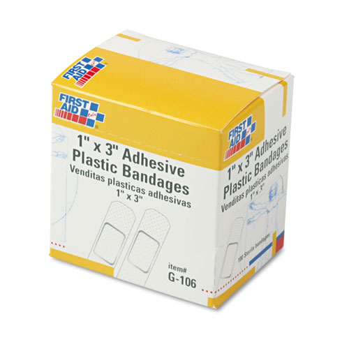 Plastic Adhesive Bandages, 1 X 3, 100-box