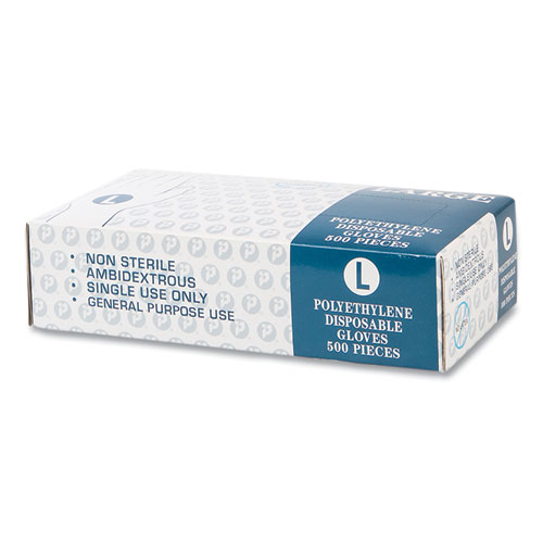 Embossed Polyethylene Disposable Gloves, Large, Powder-free, Clear, 500-box, 4 Boxes-carton