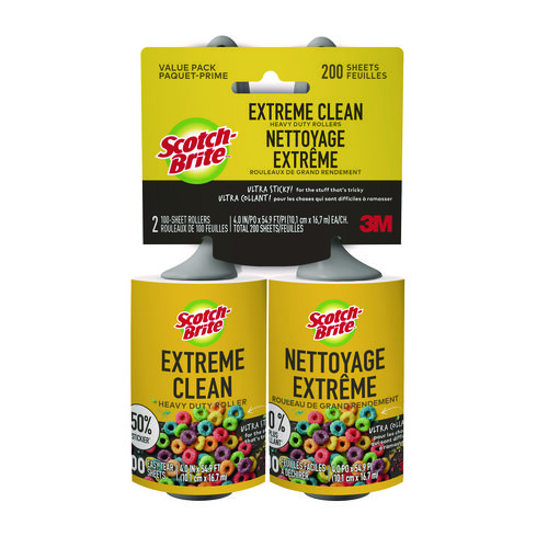 Extreme Clean Lint Roller, 100 Sheets-roll, 2-pack