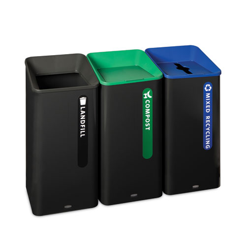 Sustain Decorative Refuse With Recycling Lid, 23 Gal, Metal-plastic, Black - Image 4